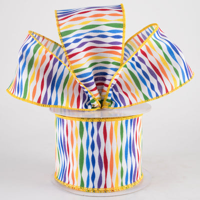2.5" Rainbow Twisted Stripe Ribbon (10 Yards)