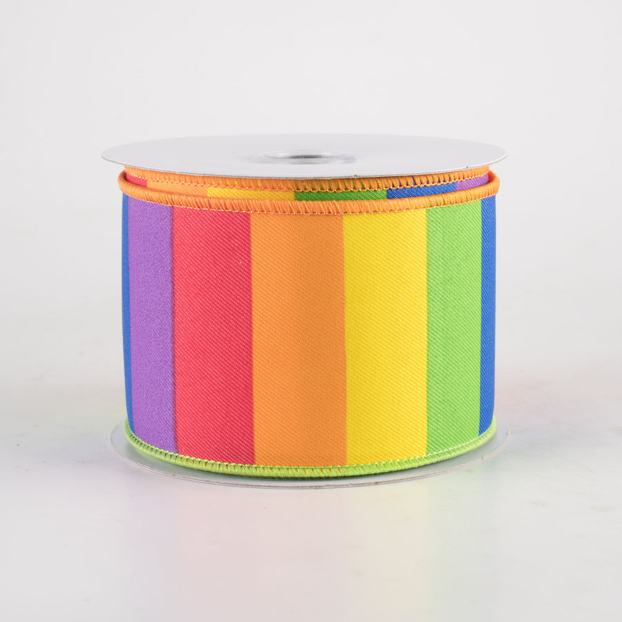 2.5" Horizontal Rainbow Color Blocks Ribbon (10 Yards)