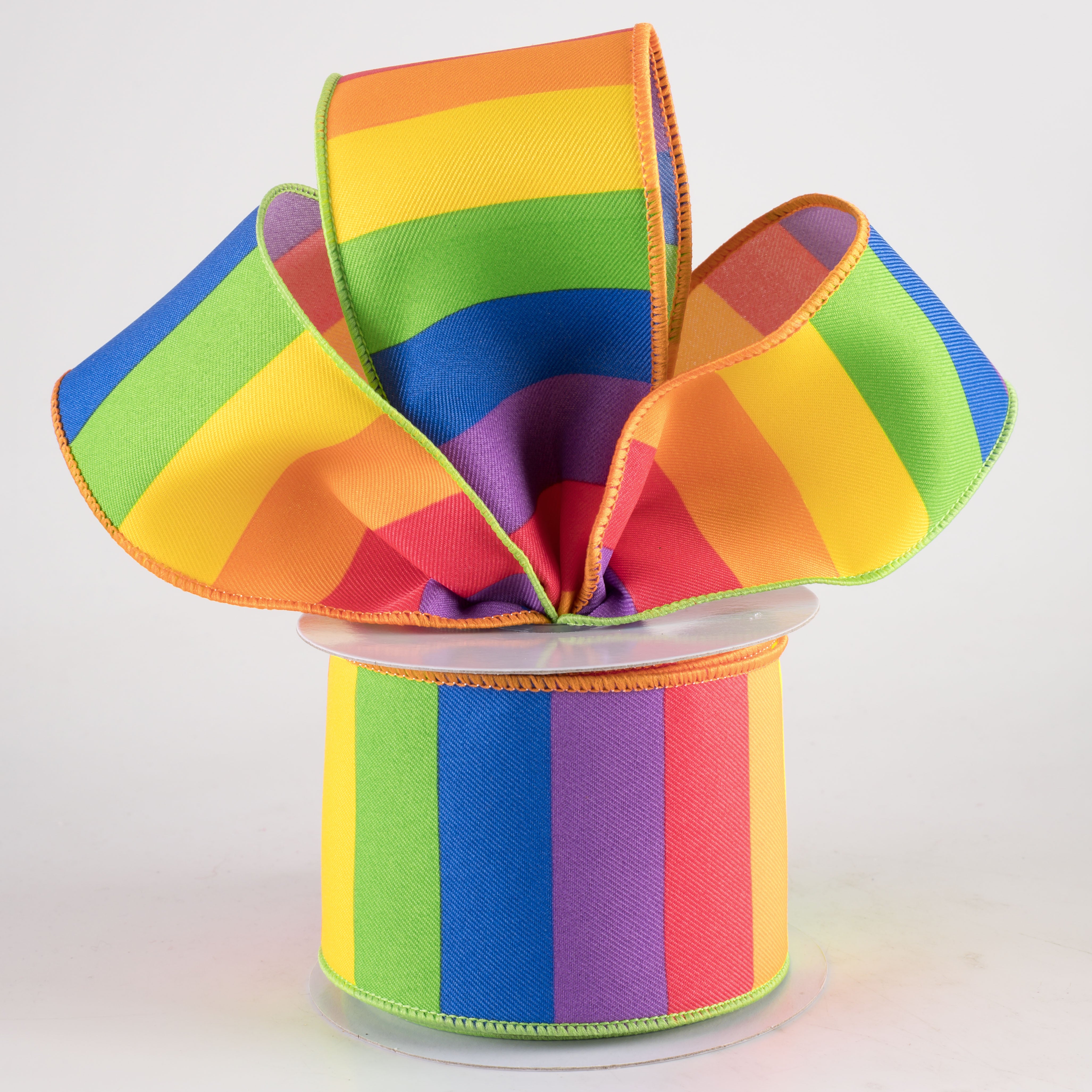 2.5" Horizontal Rainbow Color Blocks Ribbon (10 Yards)
