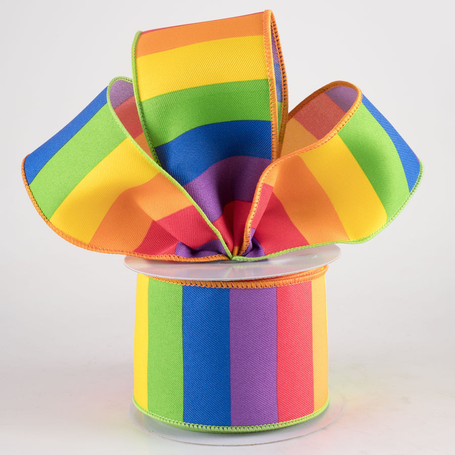2.5" Horizontal Rainbow Color Blocks Ribbon (10 Yards)