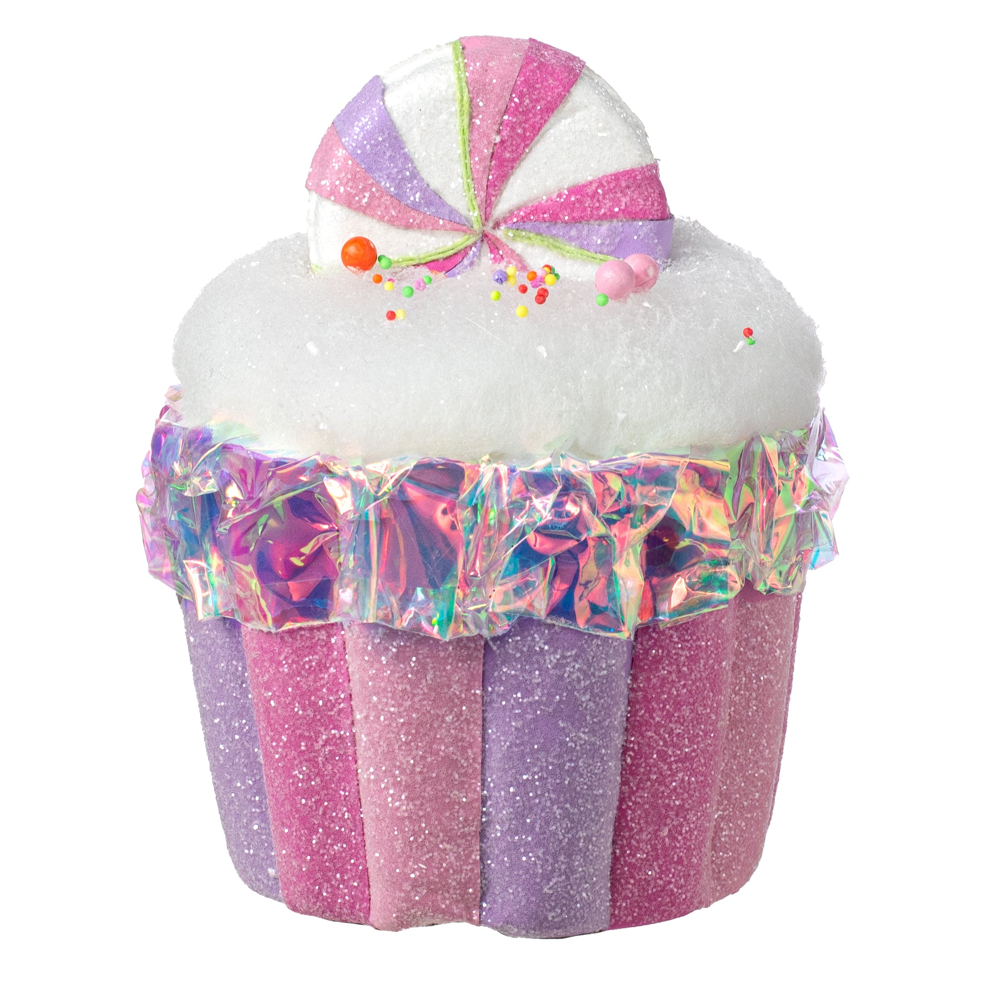 8" Iridescent Cupcake Decor: Pastel Candy