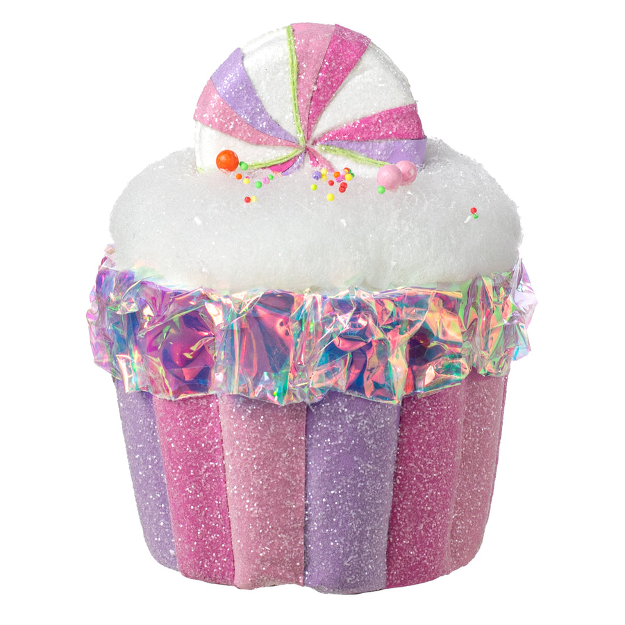 8" Iridescent Cupcake Decor: Pastel Candy