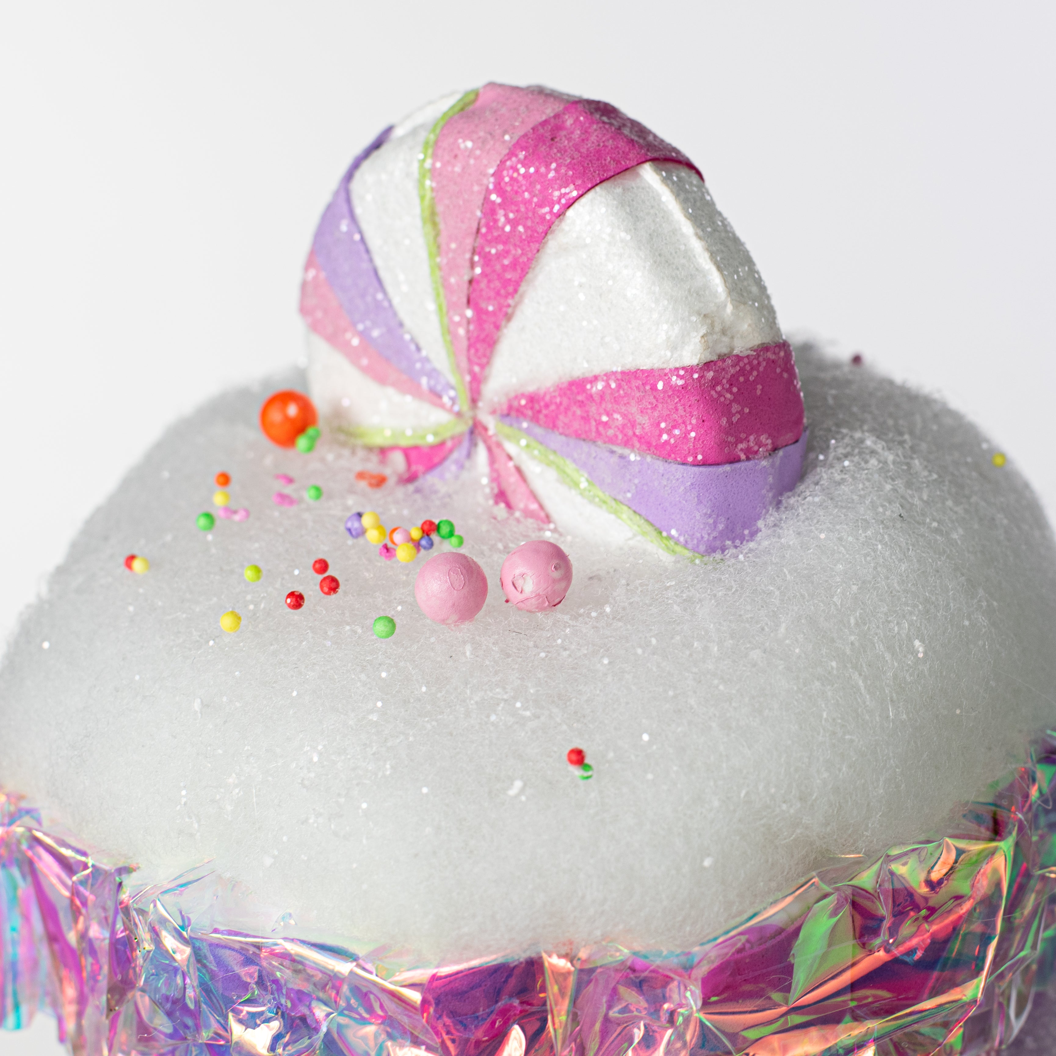 8" Iridescent Cupcake Decor: Pastel Candy