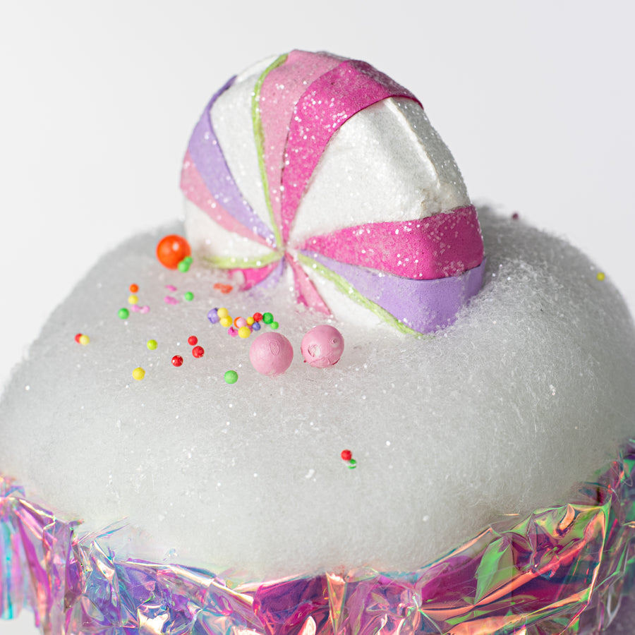 8" Iridescent Cupcake Decor: Pastel Candy