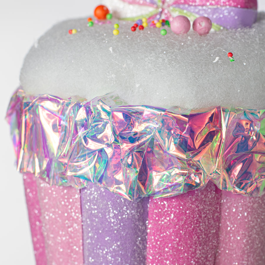 8" Iridescent Cupcake Decor: Pastel Candy