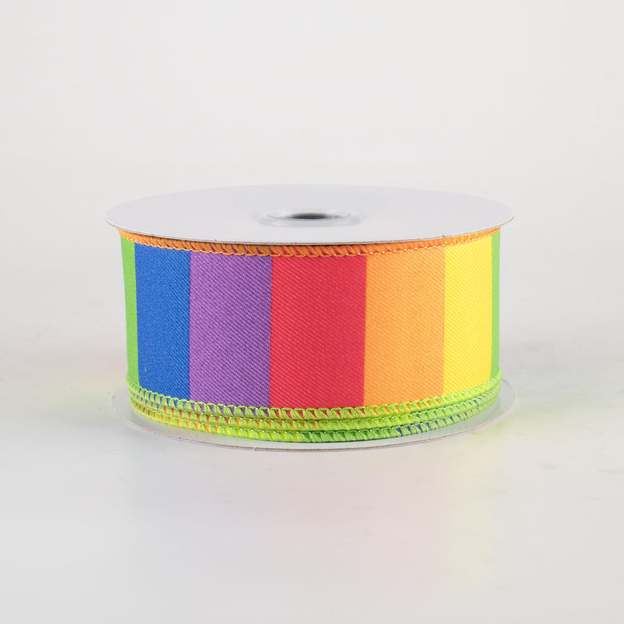 1.5" Horizontal Rainbow Color Blocks Ribbon (10 Yards)