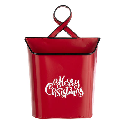 9" Merry Christmas Mailbox Basket: Red