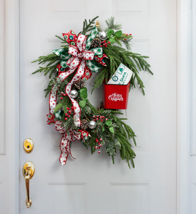9" Merry Christmas Mailbox Basket: Red