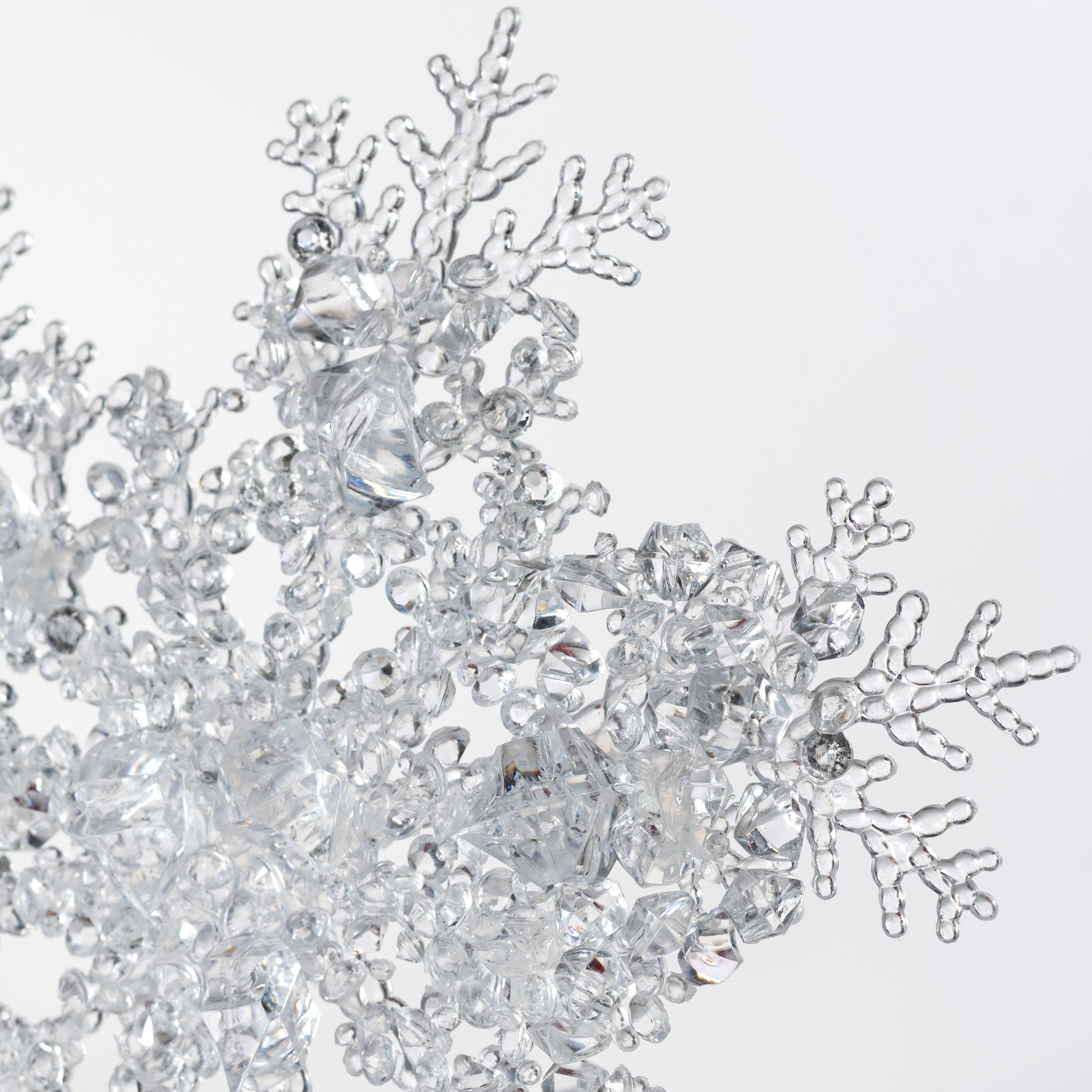 8" Beaded Clear Snowflake Ornament
