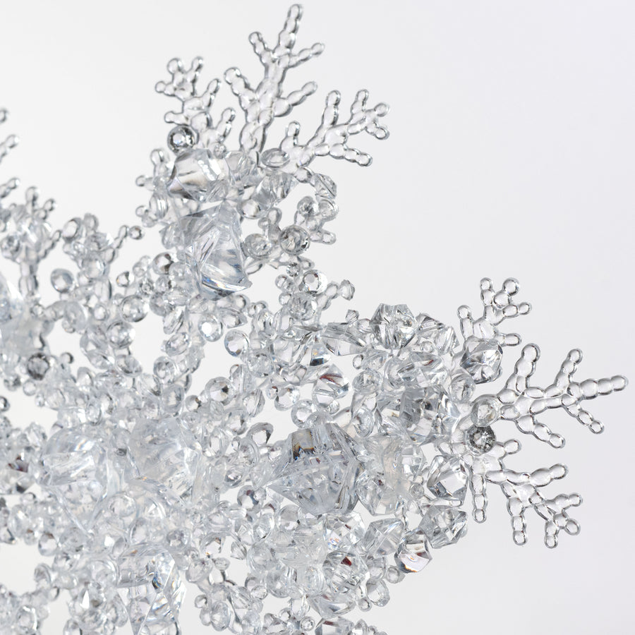 8" Beaded Clear Snowflake Ornament
