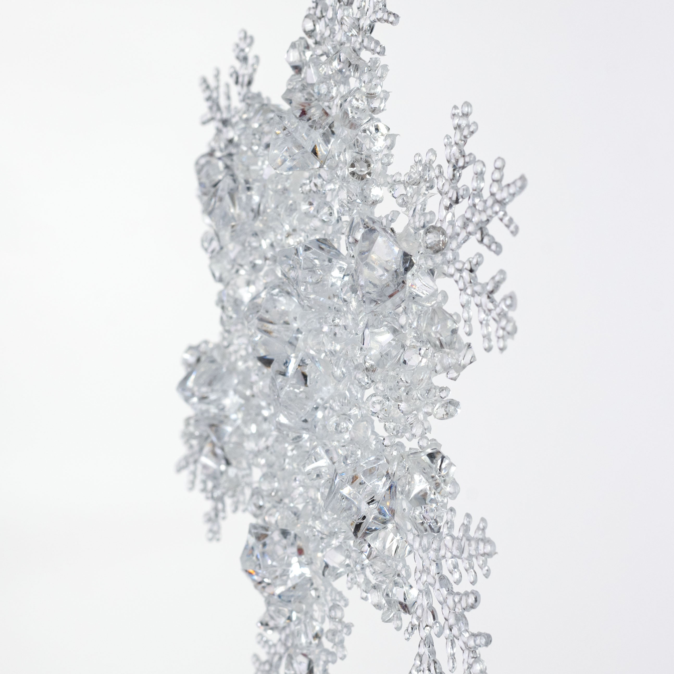 8" Beaded Clear Snowflake Ornament