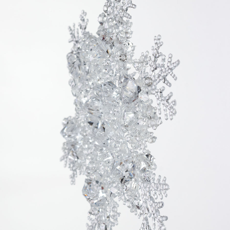 8" Beaded Clear Snowflake Ornament