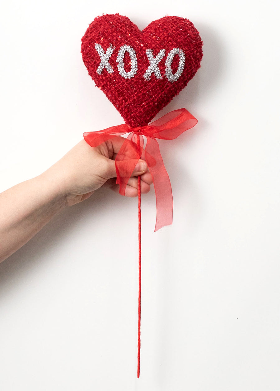 18" XOXO Sequined Heart Pick
