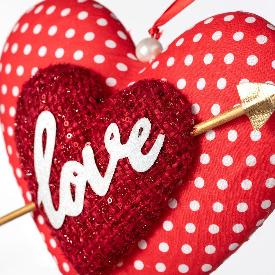 9" Love Hearts Cupid Arrow Ornament
