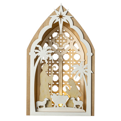 10.5" Battery Operated Light Up Nativity Creche