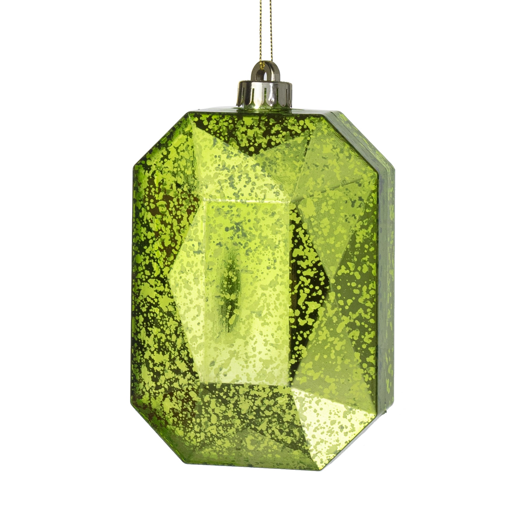 6.25" Antiqued Rectangle Gem Ornament: Mercury Spearmint Green