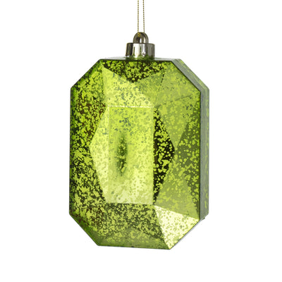 6.25" Antiqued Rectangle Gem Ornament: Mercury Spearmint Green