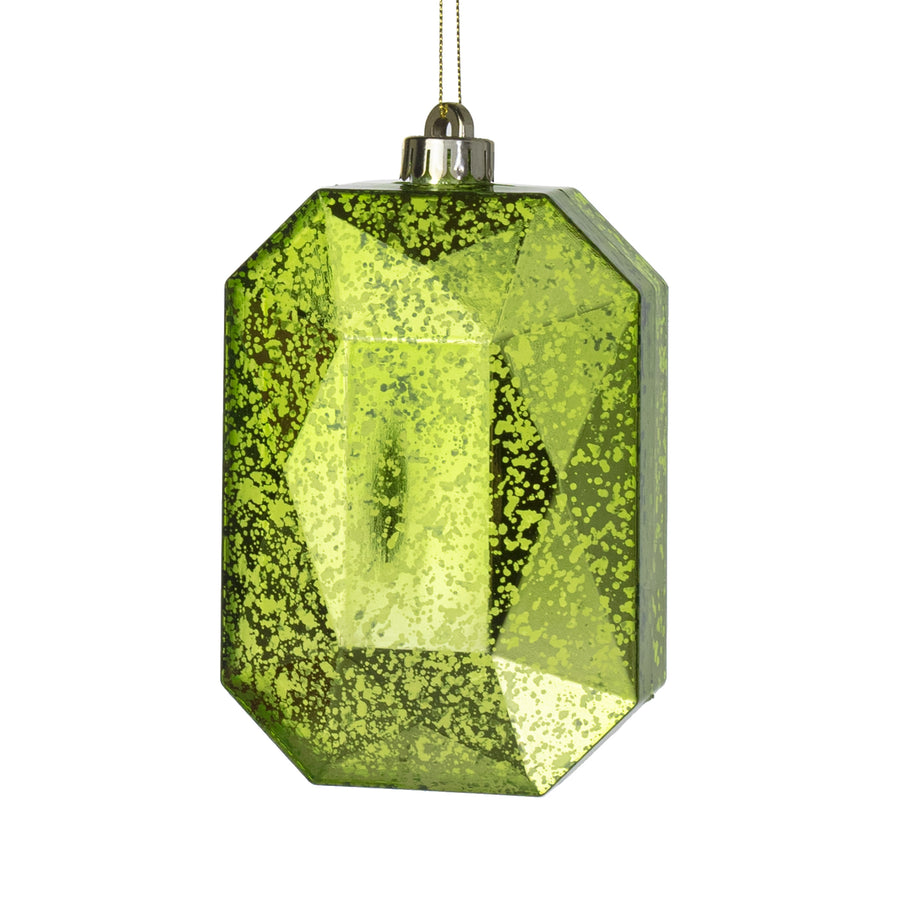 6.25" Antiqued Rectangle Gem Ornament: Mercury Spearmint Green