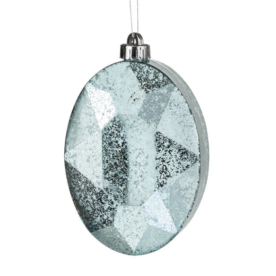 6.5" Antiqued Oval Gem Ornament: Mercury Turquoise Blue
