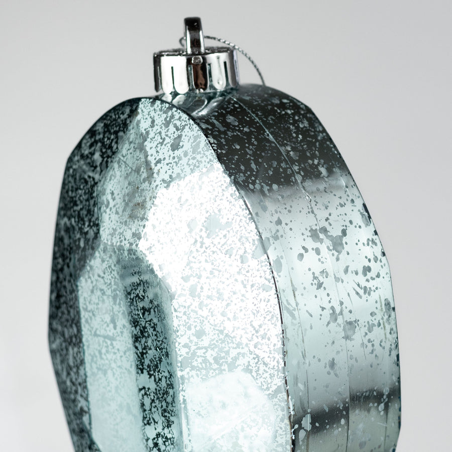 6.5" Antiqued Oval Gem Ornament: Mercury Turquoise Blue