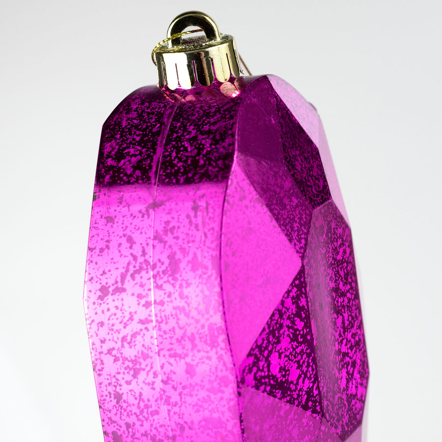 6.5" Antiqued Oval Gem Ornament: Mercury Fuchsia Pink