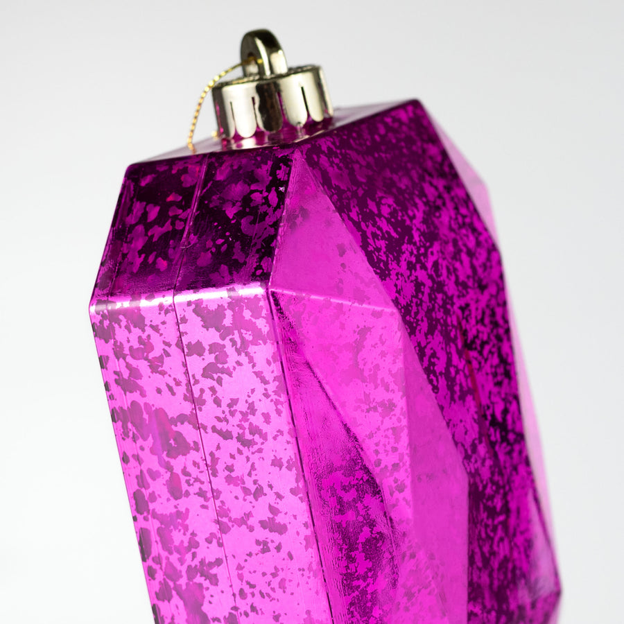6.25" Antiqued Rectangle Gem Ornament: Mercury Fuchsia Pink