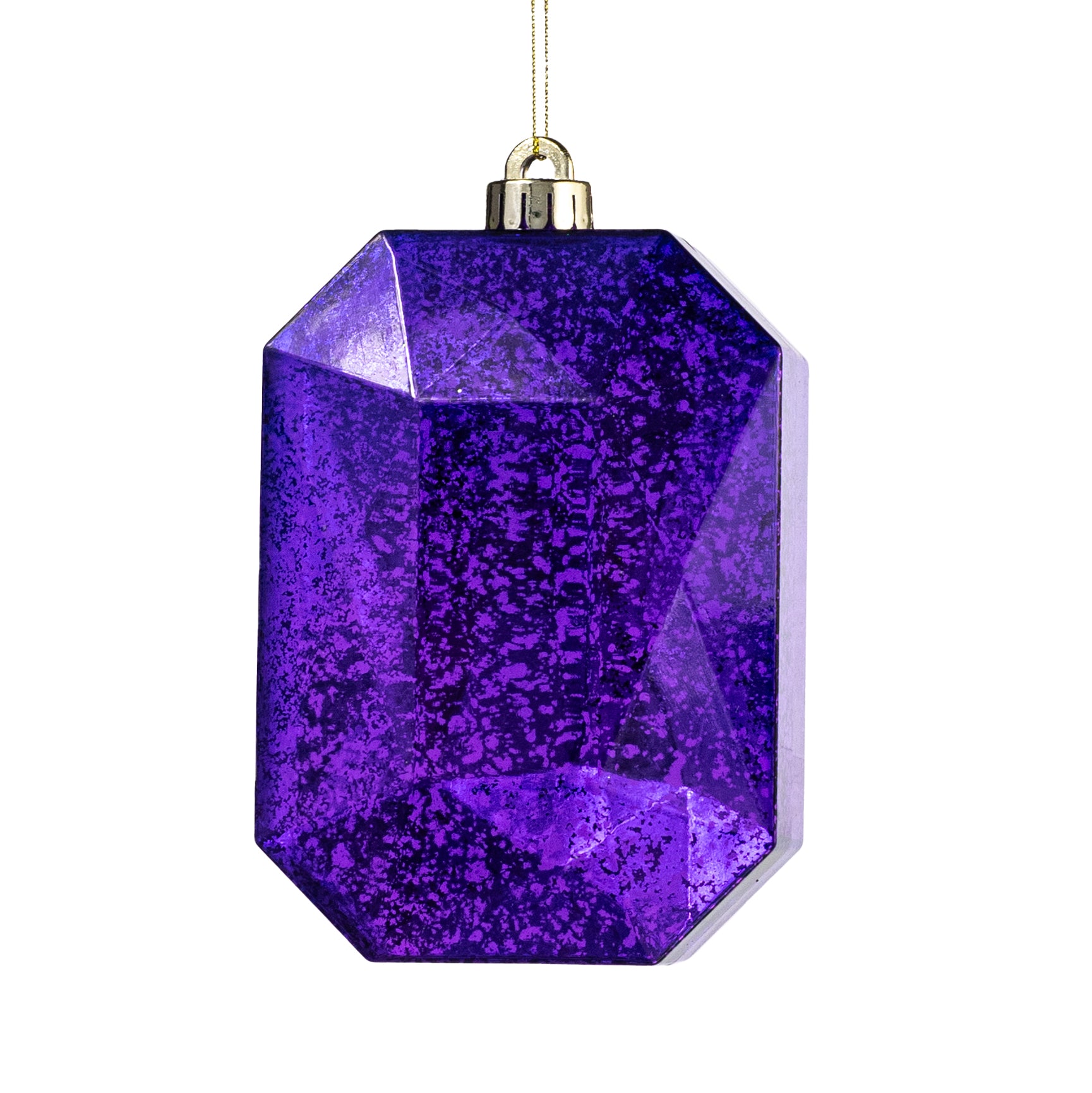 6.25" Antiqued Rectangle Gem Ornament: Mercury Purple