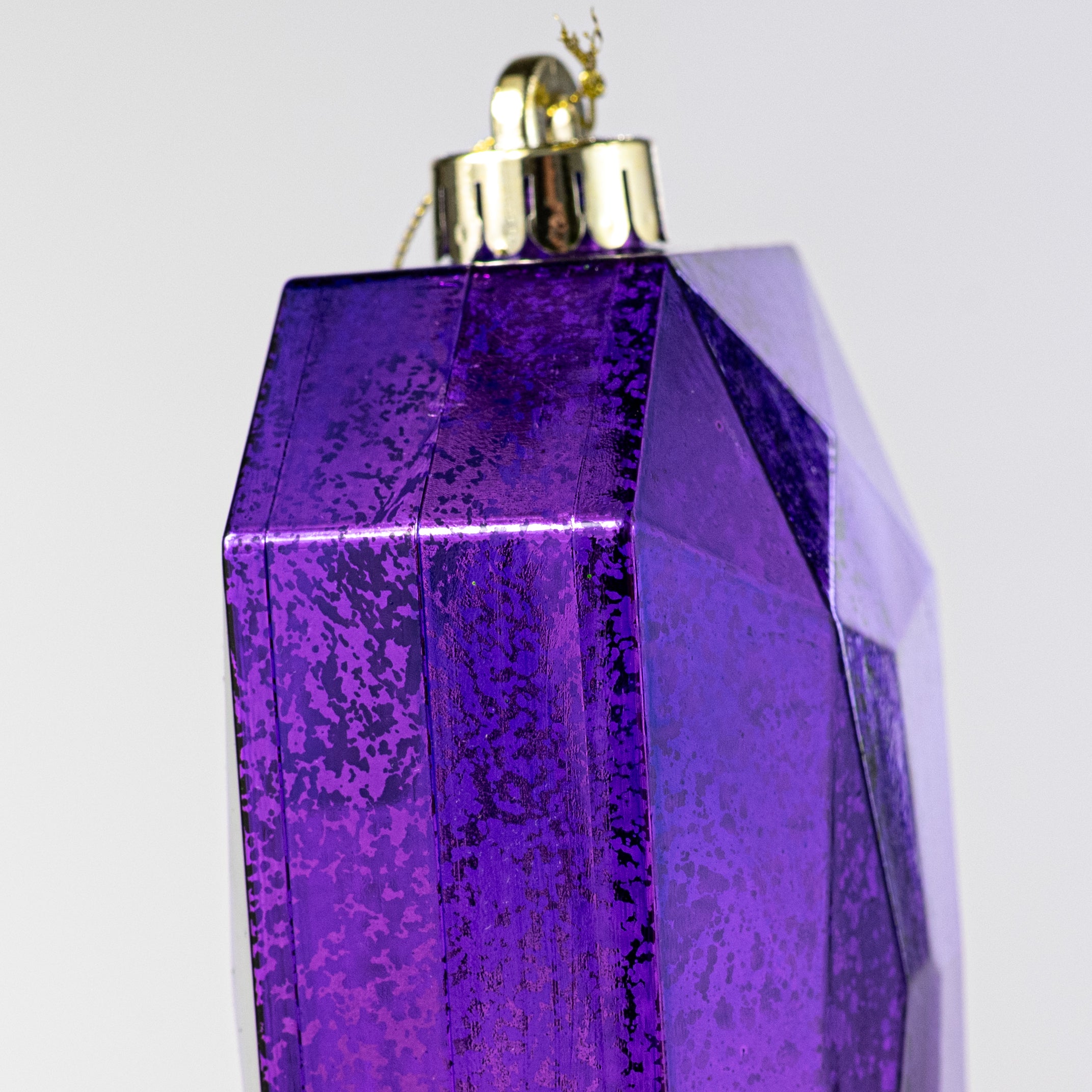 6.25" Antiqued Rectangle Gem Ornament: Mercury Purple