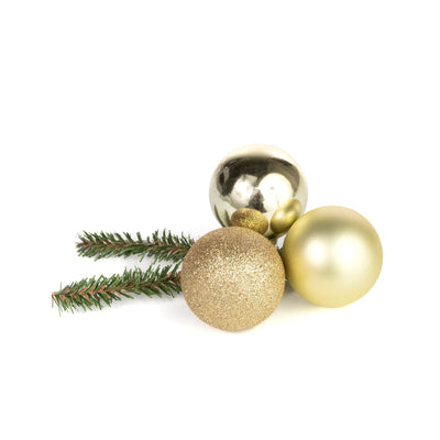 60mm Ball Ornament Cluster Ties: Metallic & Glitter Light Gold
