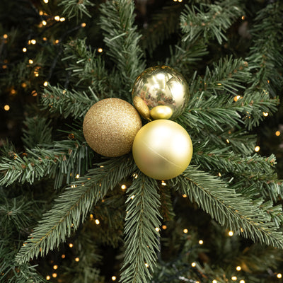 60mm Ball Ornament Cluster Ties: Metallic & Glitter Light Gold
