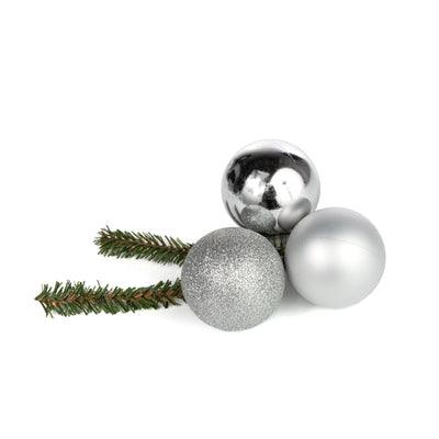 60mm Ball Ornament Cluster Ties: Metallic & Glitter Silver