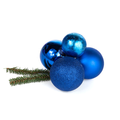 60-80mm Ball Ornament Cluster Ties: Metallic & Glitter Royal Blue