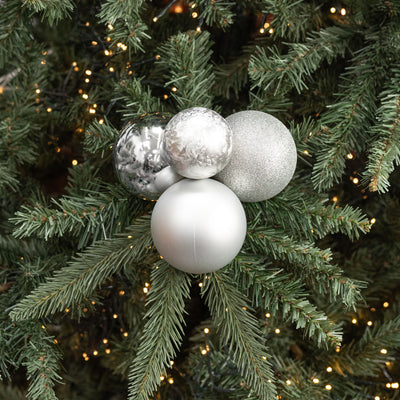 60-80mm Ball Ornament Cluster Ties: Metallic & Glitter Silver