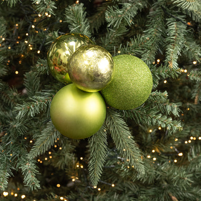 80-100mm Ball Ornament Cluster Ties: Metallic & Glitter Lime Green