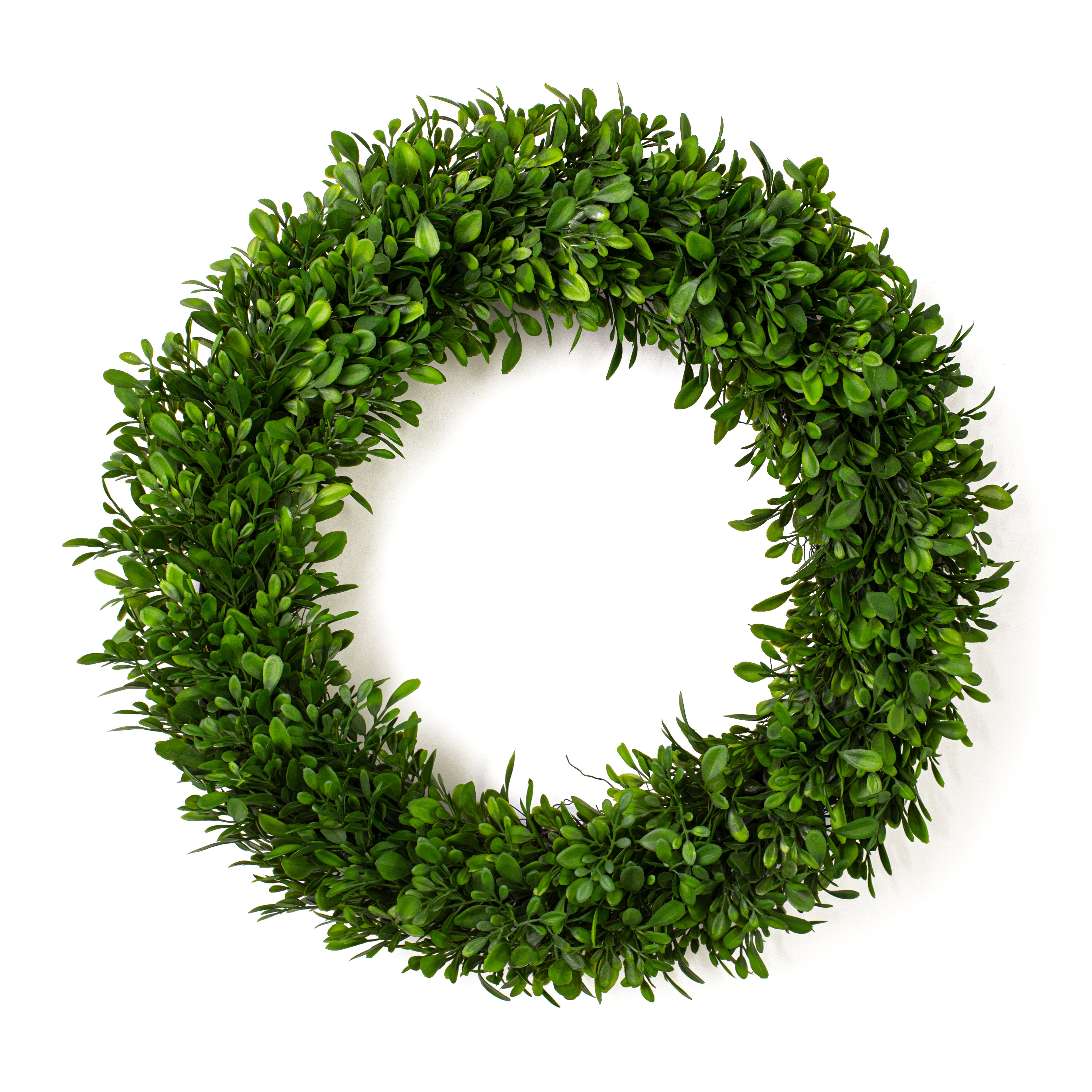 18" Evergreen Boxwood Wreath on Twig Frame