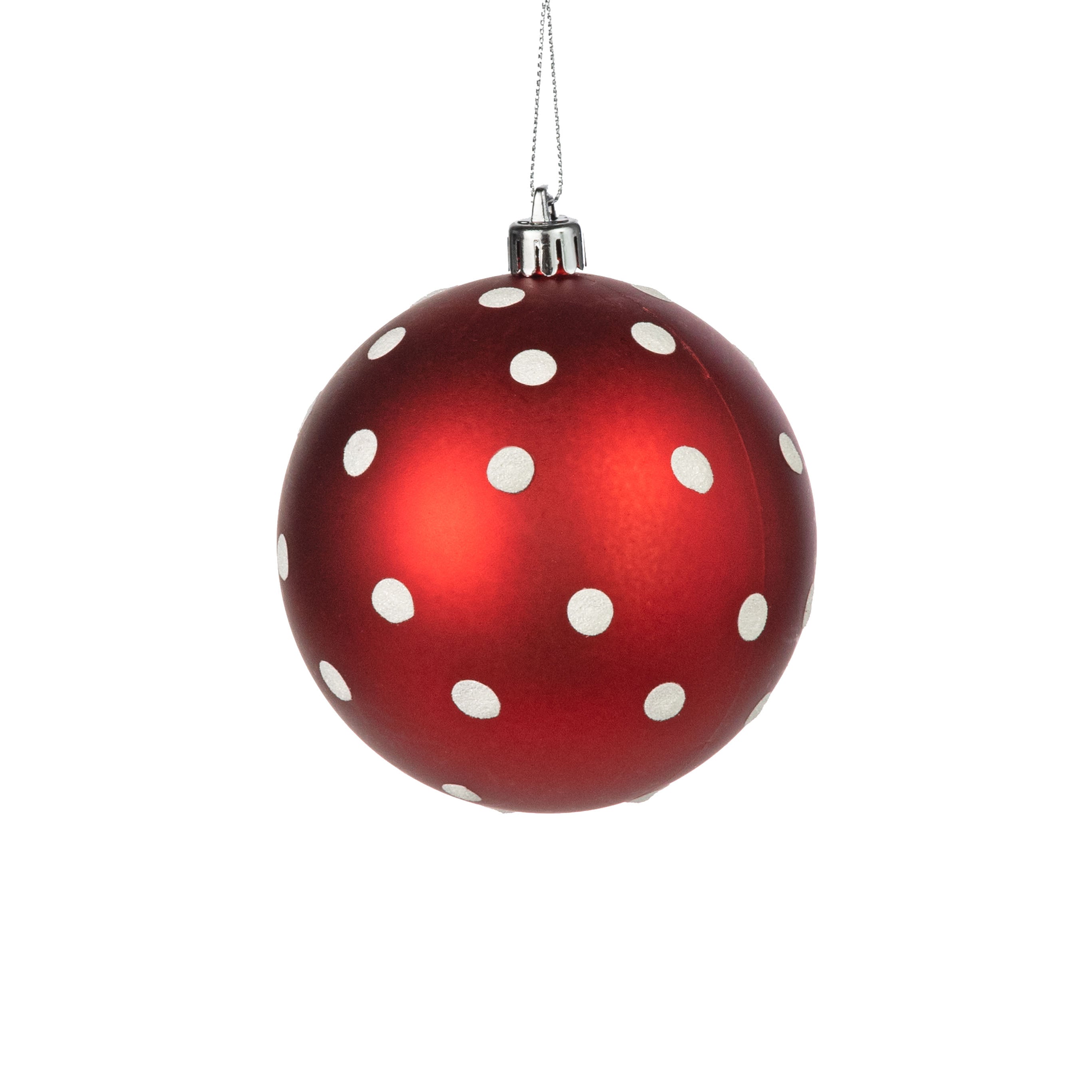 100MM Polka Dot Polka Dot Ornament: Matte Red & White
