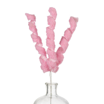 19" Fuzzy Fabric Ribbon Curls Spray: Pink