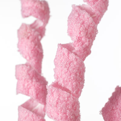 19" Fuzzy Fabric Ribbon Curls Spray: Pink