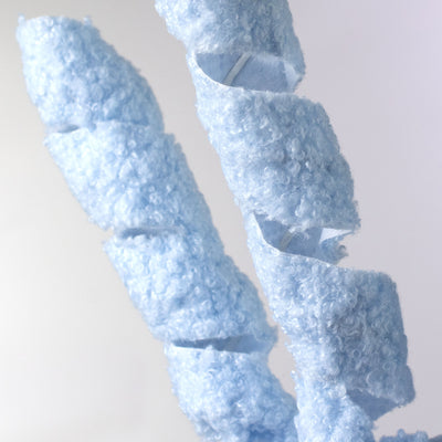 19" Fuzzy Fabric Ribbon Curls Spray: Blue
