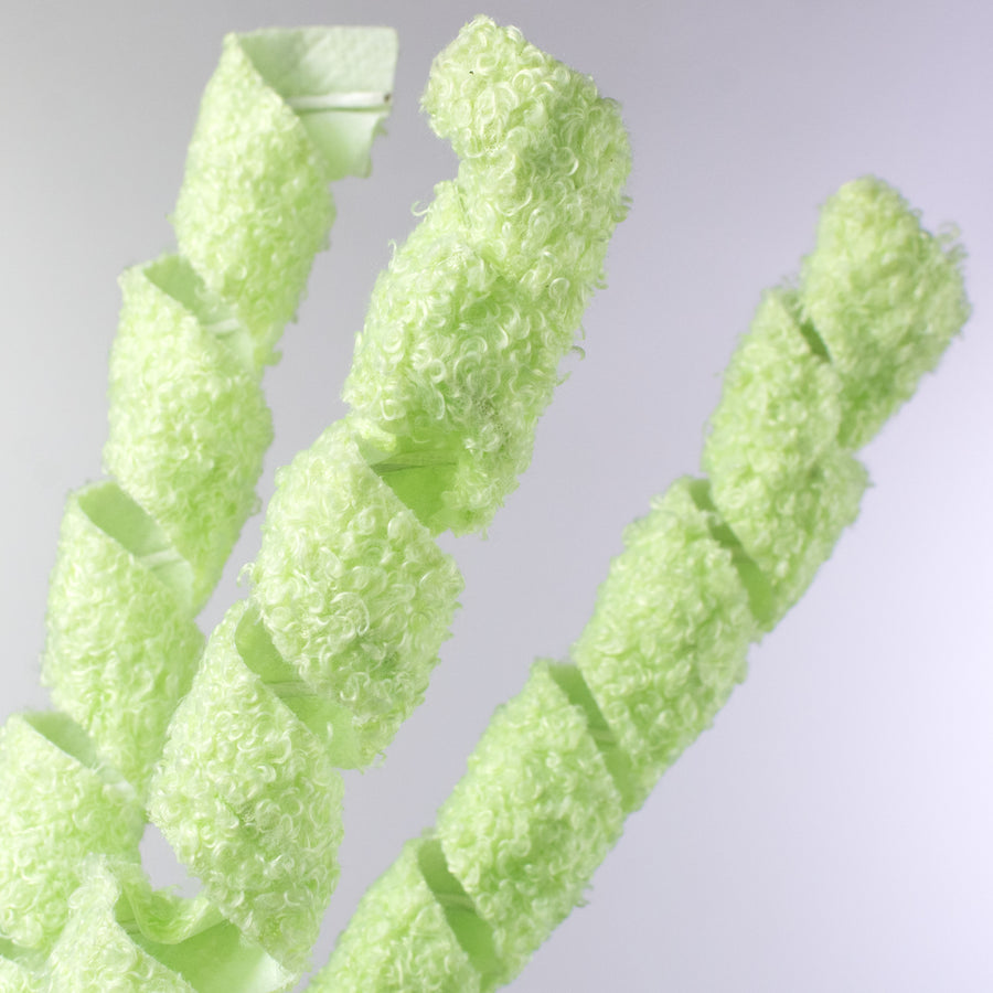 19" Fuzzy Fabric Ribbon Curls Spray: Green