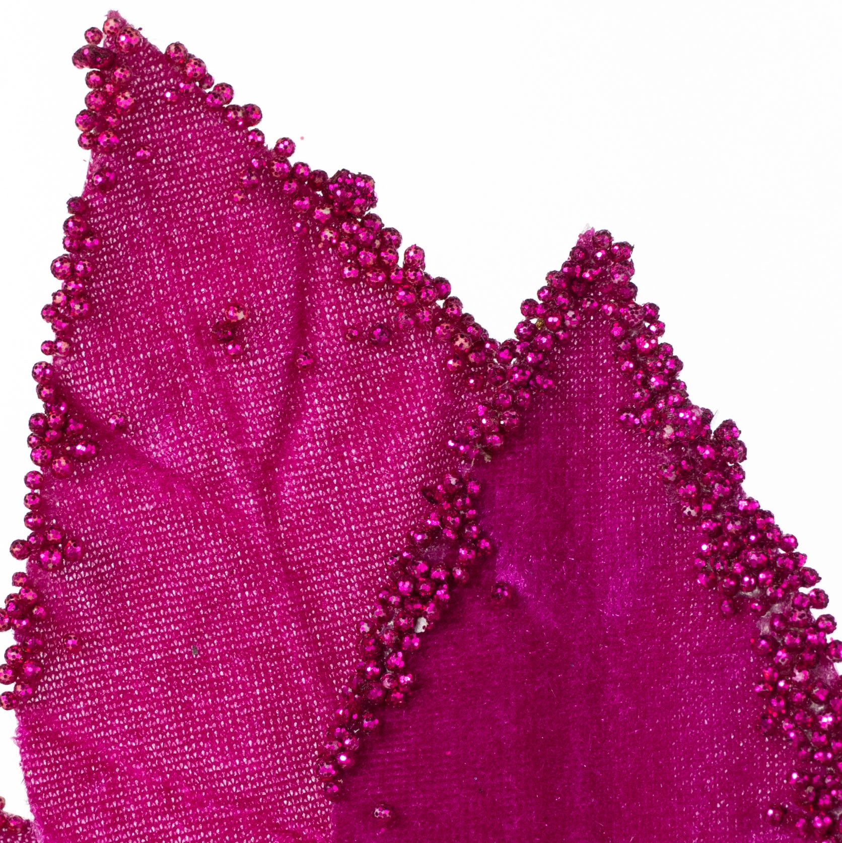 11" x 25" Beaded Velvet Poinsettia Pick: Fuchsia Pink