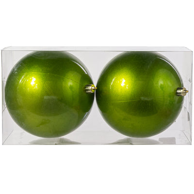120MM Plastic Ball Ornaments: Candy Apple Lime Green (Set of 2)