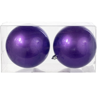 120MM Plastic Ball Ornaments: Candy Apple Purple (Set of 2)