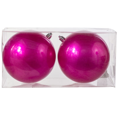 120MM Plastic Ball Ornaments: Candy Apple Fuchsia Pink (Set of 2)