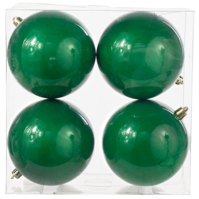 100MM Seamless Plastic Ball Ornament: Pearl Emerald Green (Set of 4)