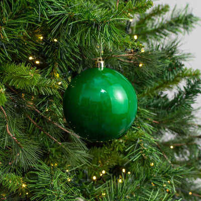 100MM Seamless Plastic Ball Ornament: Pearl Emerald Green (Set of 4)