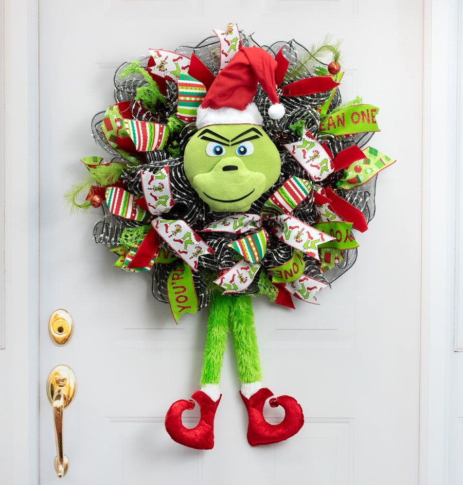 13" Plush Green Monster Head