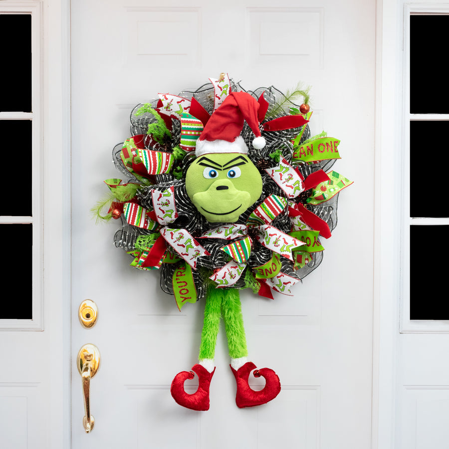 13" Plush Green Monster Head