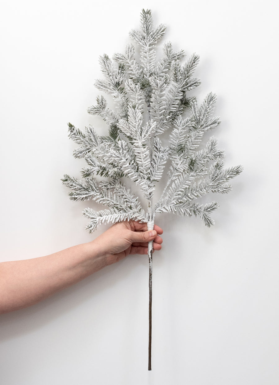 28" Flocked Spruce Pine Spray