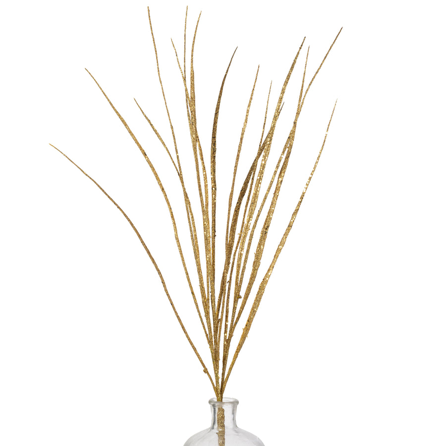32" Glitter Sword Grass Spray: Gold